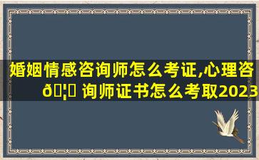 婚姻情感咨询师怎么考证,心理咨 🦊 询师证书怎么考取2023